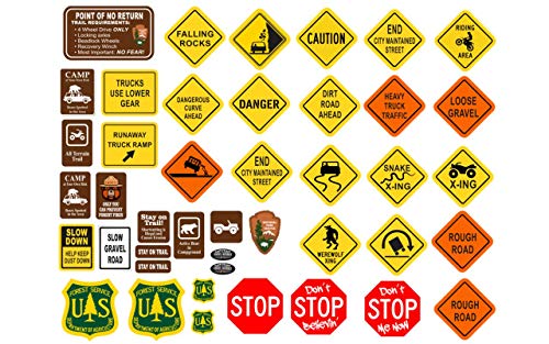 1/10 RC Rock Crawler - 41 Piece DIY Trail & Road Sign Set - Scale Garage Accessory Multiple