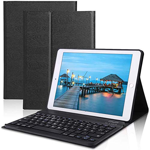 Teclado iPad 10.2 Español,Dingrich Funda Teclado (Incluye Ñ) para iPad 10.2 2019 2020 8 Generacion / 7 Generación/iPad Pro 10.5 2017/Air 3,Teclado Bluetooth Desmontable Cubierta Magnétic
