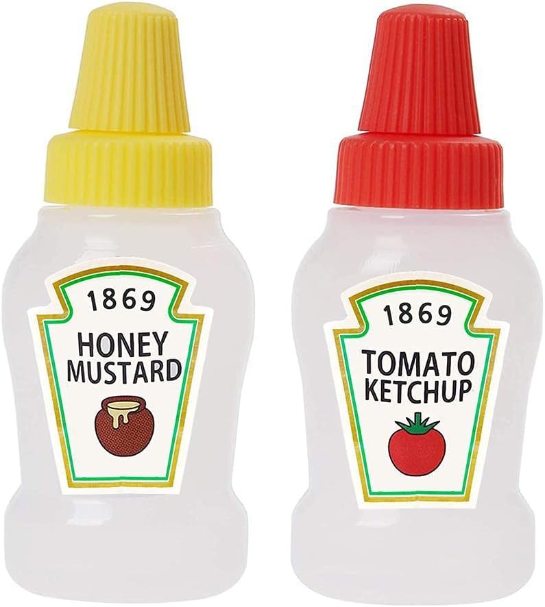 2 Pcs Mini Ketchup Bottles,25ml Refillable Salad Dressing Tomato Ketchup Squeeze