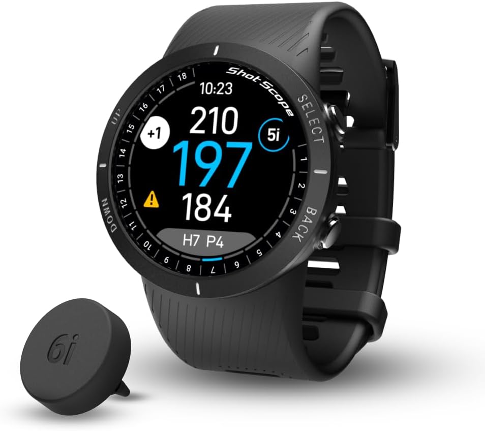 Shot Scope V5 GPS Watch, Shot Tracking, 36k+ Preloaded Courses, Full Course Maps, No Subscription (Black)