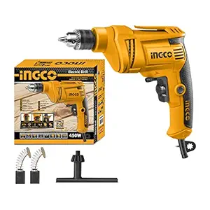 INGCO Corded Electric Drill, 450W| 0-4300rpm | 6.5mm | Variable Speed | Froward/Reverse Switch Handheld Electric Drill, Drill Machine for Drilling, Installing, Repairing, Disassembling, Tightening