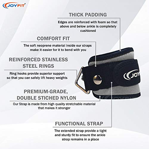 Image of Joyfit Padded Ankle Straps- for Cable Machine, Kickbacks, Glute Workouts, Leg Extensions, Curls & Hip Abductors with Padded Neoprene Support, Ideal for Men & Women [Pair]