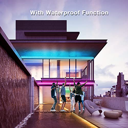 Image of DAYBETTER Led Strip Lights Waterproof, Smart Outdoor Lights, Led Light Strips with Remote, App Control, 5050 RGB Color Changing Led Lights for Bedroom, Roof Eaves, Room Decor 50 ft(3 Rolls of 16.4ft)