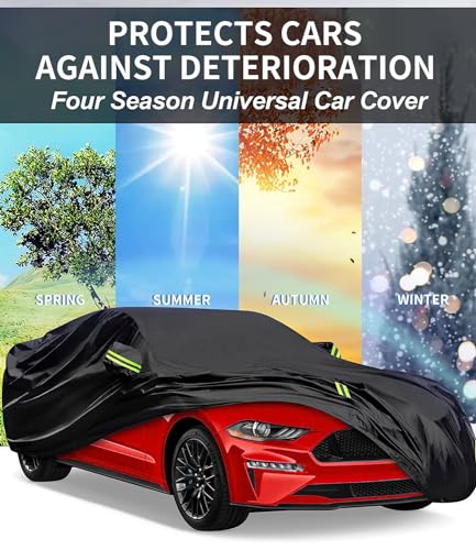 Image of Custom-Fit for Ford Car Cover, 7 Layers Car Cover Waterproof All Weather for Automobiles, Outdoor Full Cover Rain Sun UV Protection with Zipper (Black,for Ford Bronco)