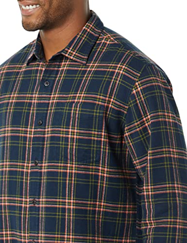 Image of Amazon Essentials Men's Regular Fit Long-Sleeve Flannel Shirt, Soft Brushed Cotton, Lightweight yet Warm