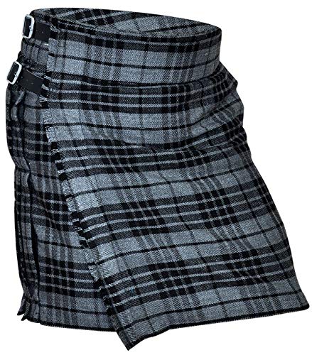 Men's 5 Yard Scottish Kilts Irish Tartan Kilt Highland Casual Kilt 10 Tartans (Highlander Grey, 44