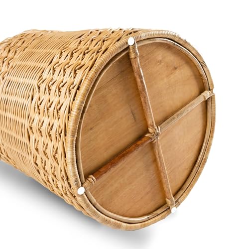 Image of wicker Round Laundry Basket with Lid| laundry basket with lid | storage basket Laundry Hampers(17 inchL x x 25 inchH) (Beige) (Beige)