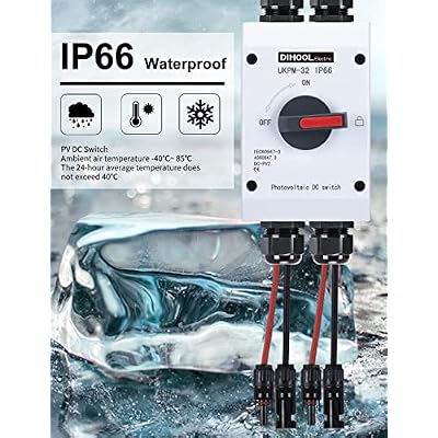 DIHOOL Solar Disconnect Switch,32 Amp DC600V,2 String 2 in 2 Out Isolator,IP66 Waterproof