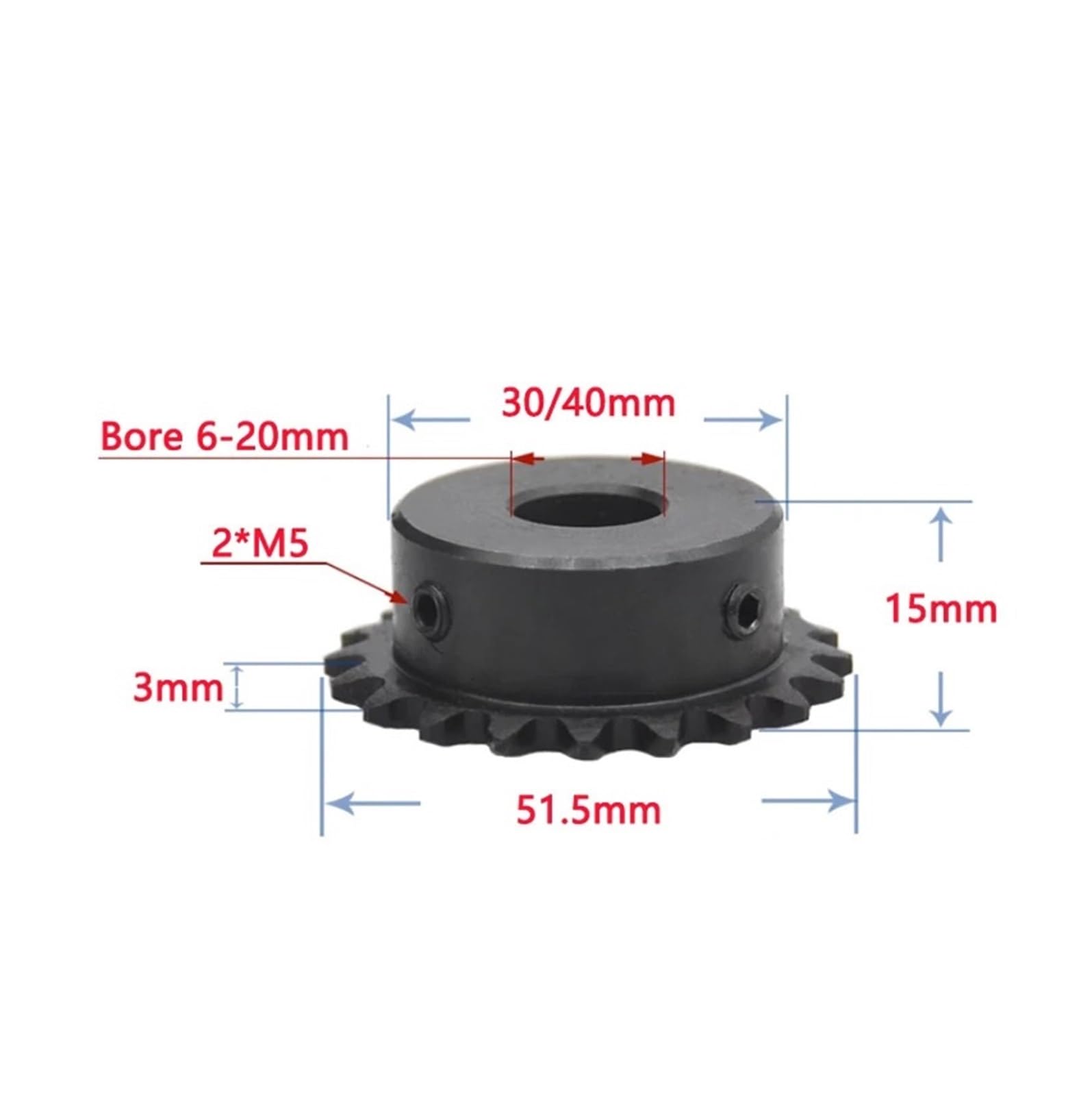 Bevel Gear Pinion Hardware Mechanical 1pc 24 Teeth 04C Sprockets for Roller Chain 24T Steel Gear Industrial Drive Sprocket Wheel Bore 6 8 10 12 14 15 16 17-20mm(15mm)