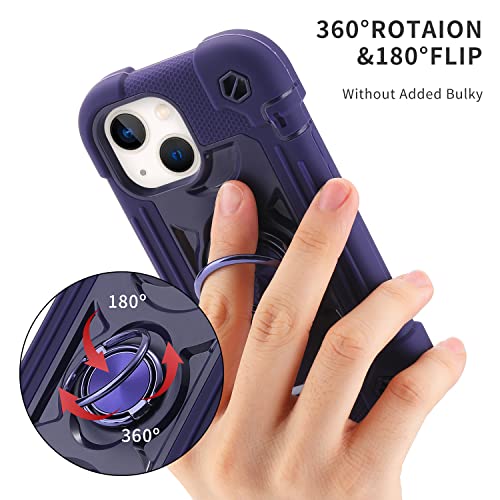 Image of MARKILL Compatible with iPhone with Built-in 360Rotating Ring Stand, Military Grade Drop Protection Full Body Rugged Heavy Duty Case Durable Cover (Deep Purple, iPhone 13 mini /12 mini 5.4 inch)