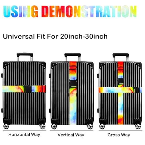 Image of Luggage Straps for Suitcases TSA Approved-2 Pack Bright Personalized Luggage Belt Strap for Suitcase /Carry On Bag Luggage Accessories for Travel (Tie-Dye)