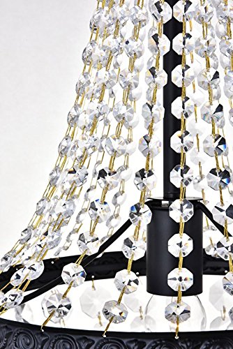 Bestier Modern French Empire Black Finish Farmhouse Crystal Pendant Chandelier Lighting Led Ceiling Light Fixture Lamp Dining Room Bathroom Bedroom Livingroom 1E26 Bulbs Required H18 In X D12 In #TOP6