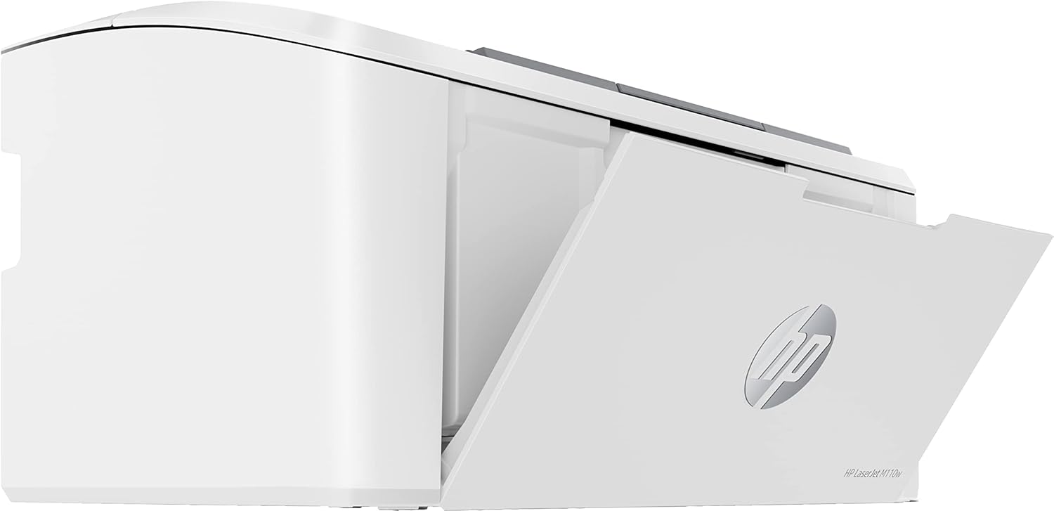 Side view of HP LaserJet M110w with toner access panel open
