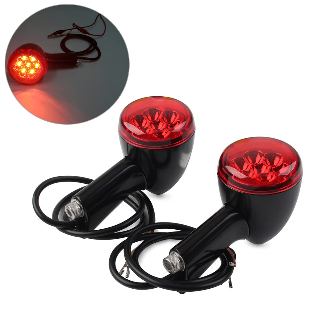 Liru Motorcycle LED Rear Turn Signals, LED Turn Signals Lights Black Shell With Dark Red Lens, Motorcycle LED Indicator Compatible for Harley for Sportster XL 883 1200 1992-2022