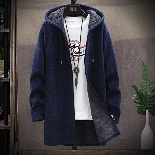 Ymosrh Mens Coats and Jackets Big Tall Men's Fashion Loose Cardigan Warm Lapel Hooded Jacket Sweater Coats Jackets2
