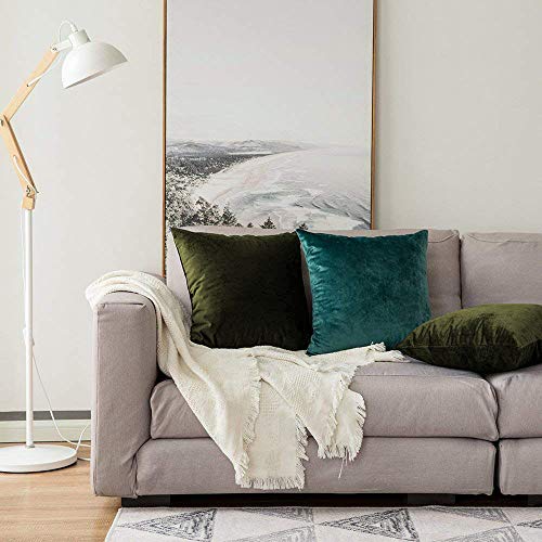 Image of Khooti Velvet 200 TC Cushion Cover Pack Of 1-10 inchX10 inch /25X25 Cm-Mehandi-Soft Pillow Covers Cushion Case For Sofa Bedroom Living room Chair Car