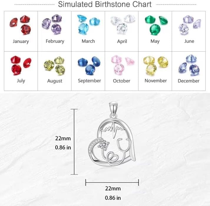 gifts for nurses nurse necklaces for women Heart Stethoscope 925 Sterling Silver Moissanite Necklace for Doctor Festival Cute Life Line Heartbeat Love Cardiogram Nurses Day Medical Student Jewelry - Image 5