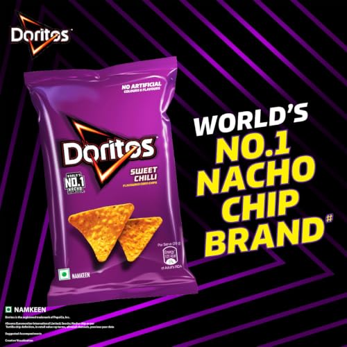 Image of Doritos Nacho Chips 53g /56g /60g /66g /71g, Sweet Chilli flavour, Crunchy Crispy Chips & Snacks (weight may vary)
