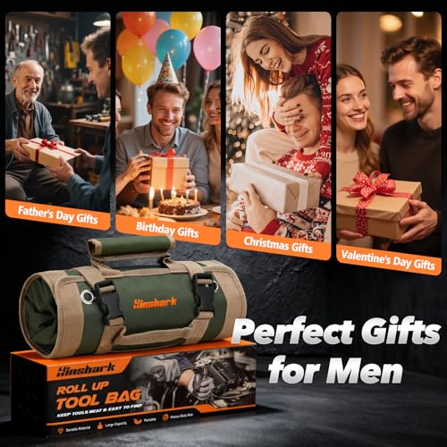 Image of Gifts for Men, Roll Up Tool Bag, Anniversary Birthday Gifts for Men Dad Husband Him Boyfriend, Gift for Dad Who Have Everything, Portable Tool Organization for Mechanic Welding Electrician