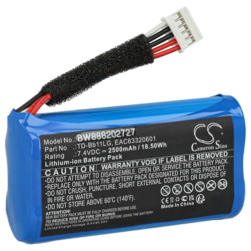 vhbw Akku kompatibel mit LG PJS9W, PJ9, PJ9B, Music Flow P7, NP7550, PK7 Lautsprecher Boxen Speaker (2500 mAh, 7,4 V, Li-Ion)