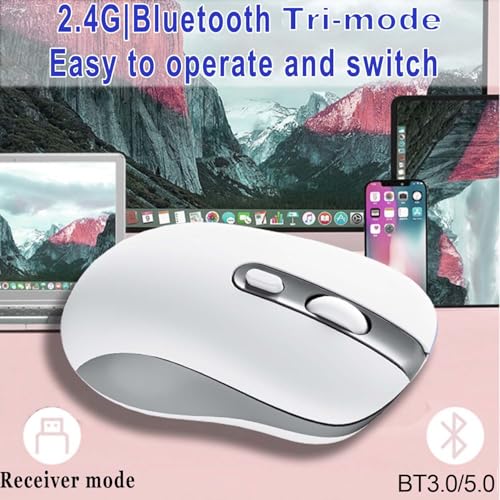 Ratón inalámbrico Bluetooth trimodo con diseño ergonómico de 6 botones para computadora portátil 5