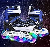 Hesyovy Leucht PU Räder Inline-Skates für Kinder, größenverstellbar von 31 bis 42, ideal für Anfänger, komfortable Rollschuhe, Inliner für Mädchen und Jungen
