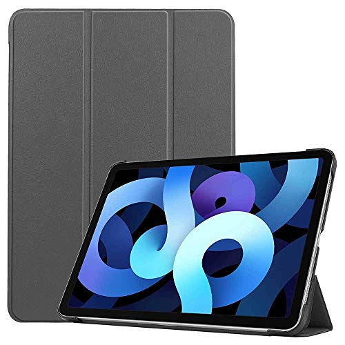 iPad Air 第4世代 10.9インチ ケース 傷つけ防止 スタンドカバー薄型 軽量 三つ折 内蔵マグネット開閉式 PUレザーカバー 全面保護 (ブラック)