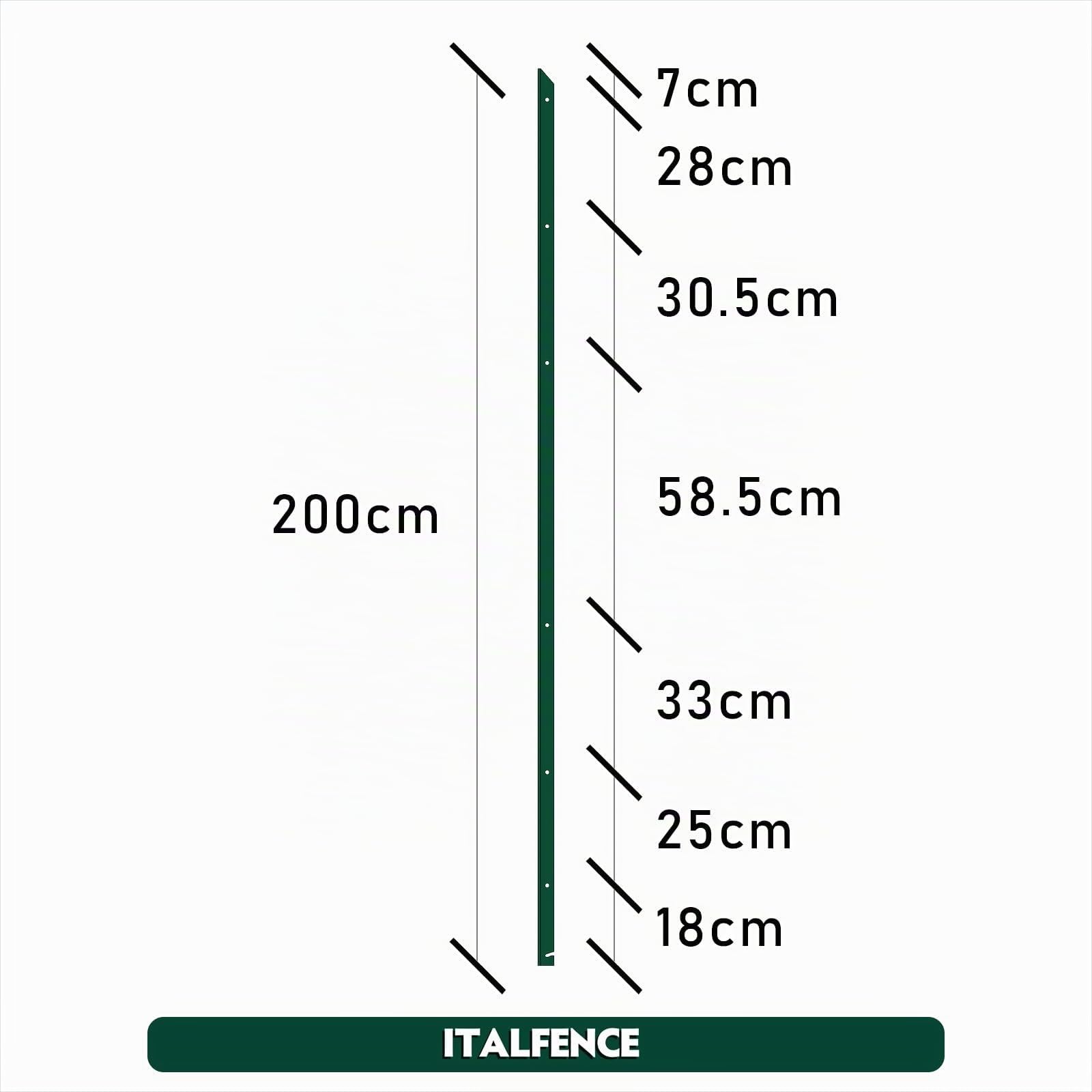 Poste T H200cm 30x30x3mm en hierro plastificado verde [5 piezas]