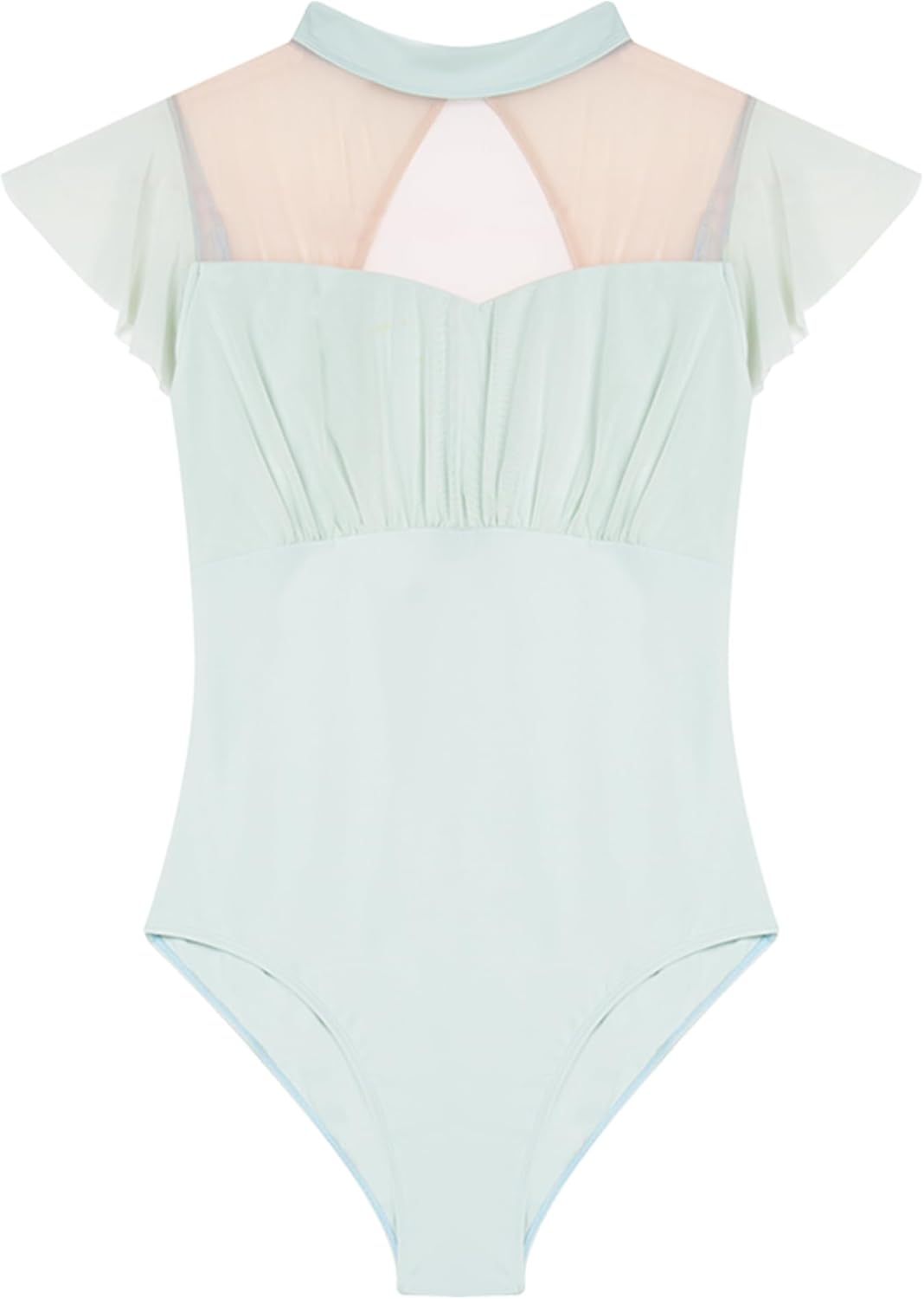 Phoeswan Ballet Leotards for Women, Women Dance Leotard Mesh with Flutter Sleeves, Turtleneck Adult Leotard for Dance - Image 4