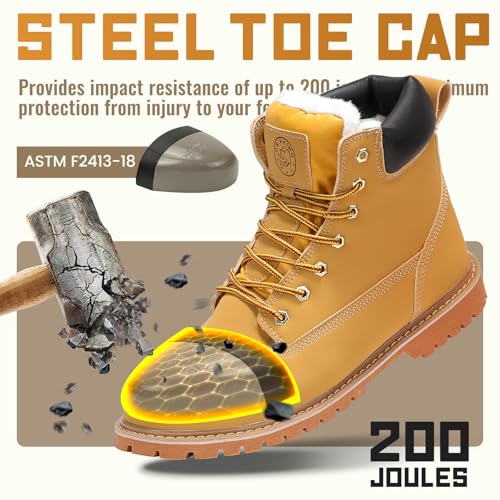 Dr.RHINO Winter Steel Toe Boots for Men Comfortable Winter Work Boots Waterproof Slip Resistant Snow Safety Boots Indestructible Construction Boots2