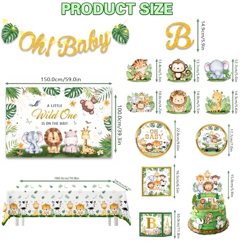 Cocomigo COCOMIGO-012 260Pcs Safari Baby Shower Decorations, Safari Jungle Baby Shower Decorations, Safari Plates And Napkins For Party, Safari Jungle Theme Baby Shower Decorations For Baby Shower Themes For Boys thumb #4