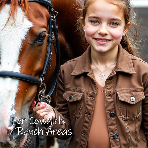 Horse Necklace and Cowgirl Necklace, Sterling Silver Heart Pendant, Western Jewelry for Valentine's Day Gifts, Ideal for Equestrian Lovers and Country Style Enthusiasts3