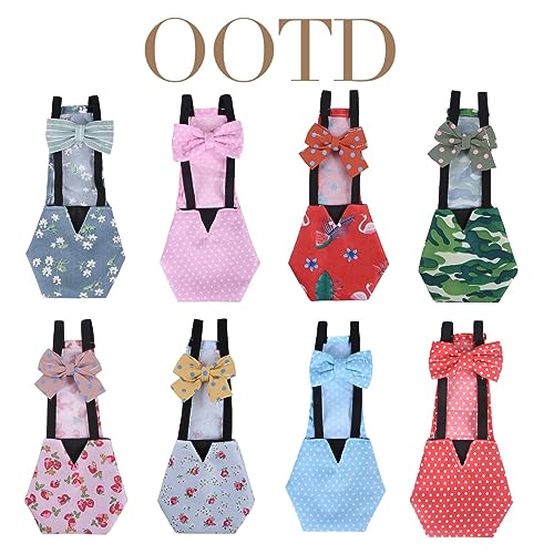 MANON ROSA Chicken Diapers Bantam Hens - Reusable 6-Piece Set with Bow Ties Poultry Nappies Washable Waterproof for Geese Pet Ducks Silkie(6D20P L)