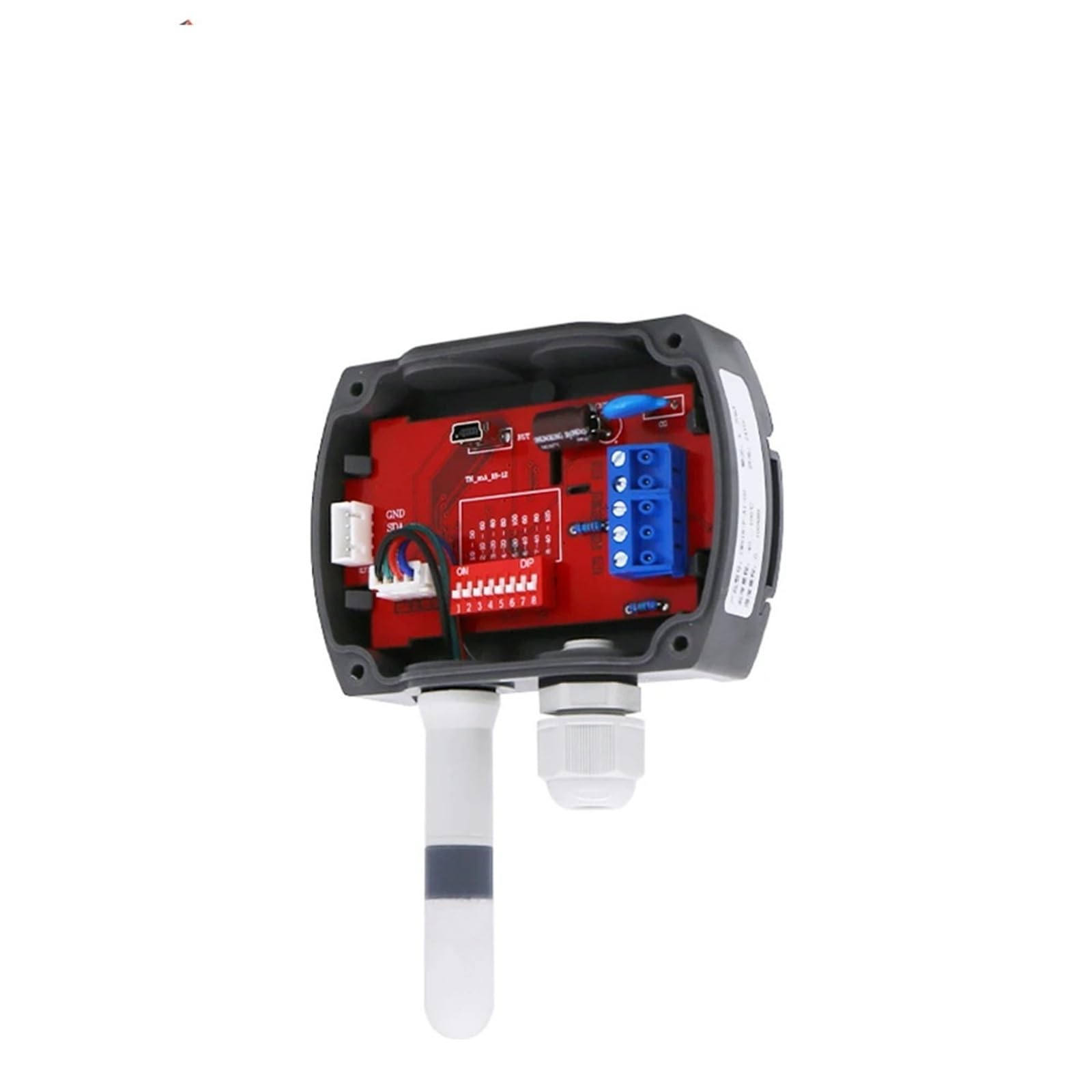 Sensor transmisor de temperatura y humedad montado en la pared Modbus RS485 de 4-20mA con instalación de pista de visualización(4-20mA)