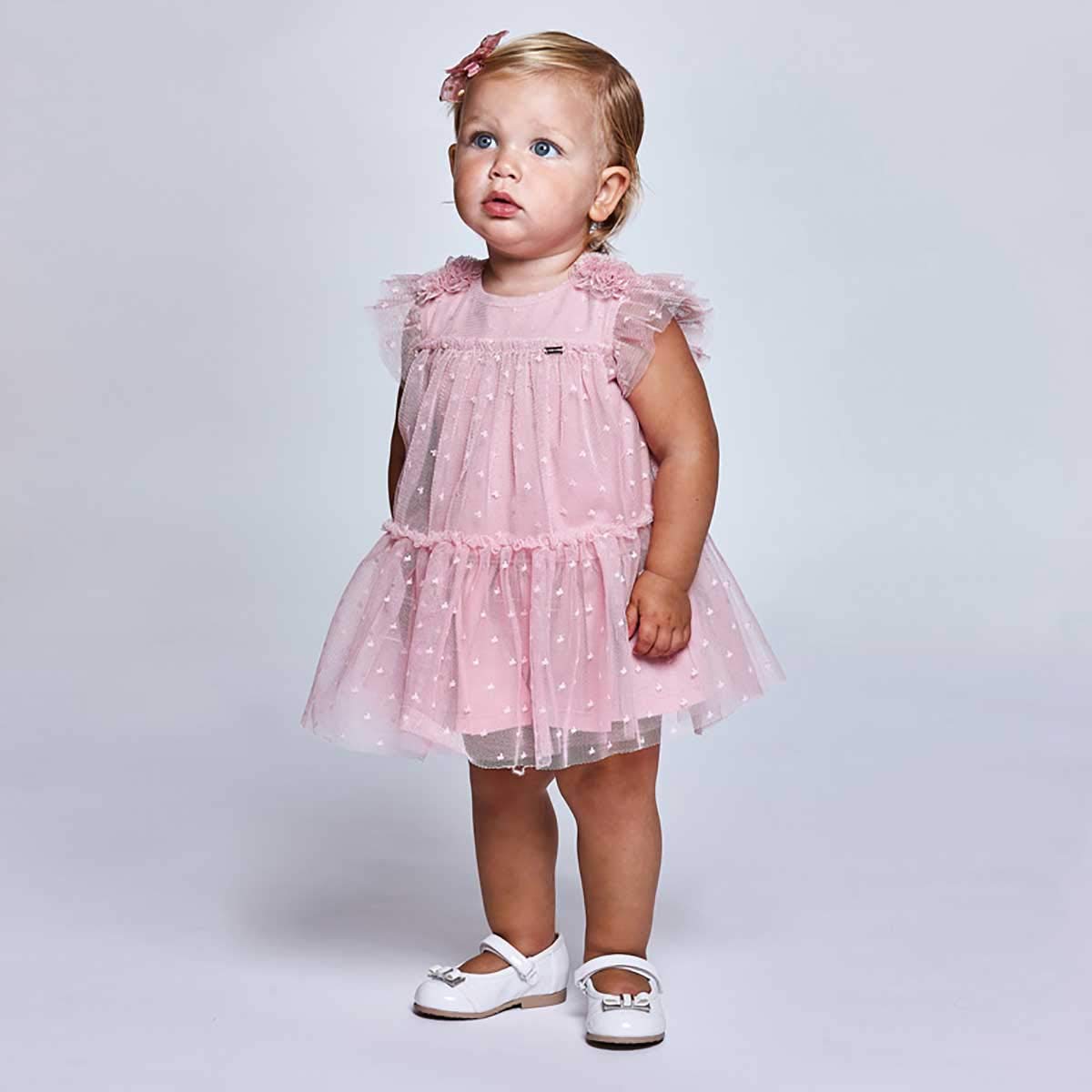 Mayoral Vestito Elegante neonata con Tulle Bimba Rosato 1957 6M/62cm