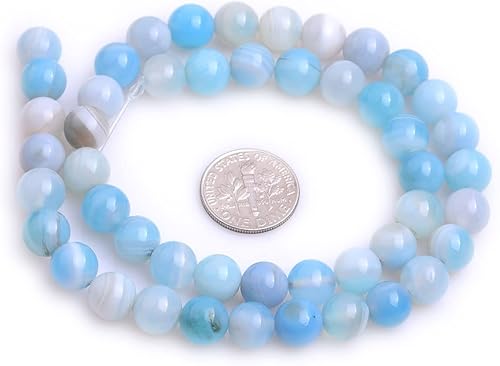 Miniatura 6 de JOE FOREMAN Cuentas redondas de piedra natural de ónix azul claro de 0.315 pulgadas (0.315 in), cuentas sueltas de piedras semipreciosas para hacer