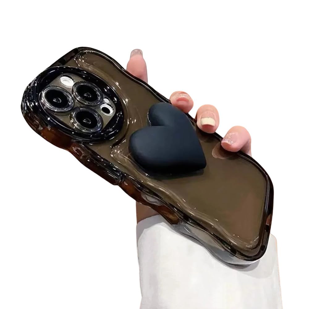 Coque silicone souple iPhone 15 Pro Max noire avec design vague