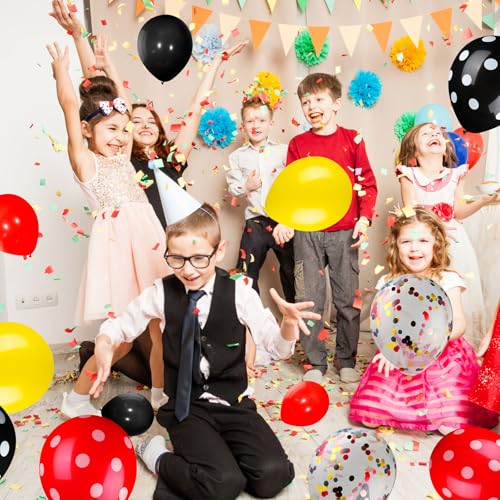 75 Pieces Mouse Color Balloons Confetti Polka Dot Balloons Latex Party Garland for Halloween Baby Shower Wedding Mouse Birthday Party Decorations Supplies(Red-Black-Yellow) - Image 5