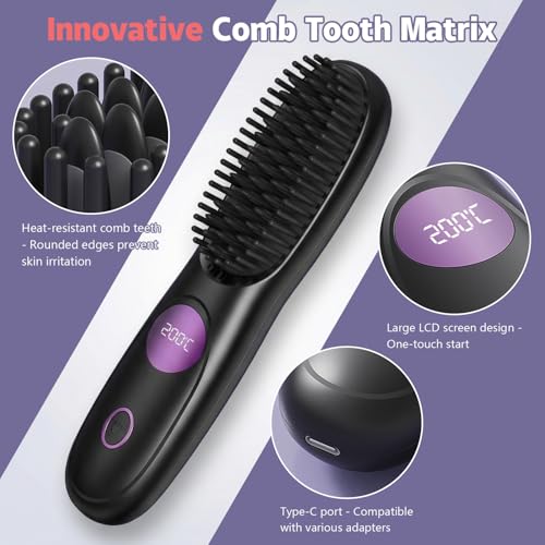 Plancha de Pelo Portátil Recargable Go Brush Pro Negra miniatura 5