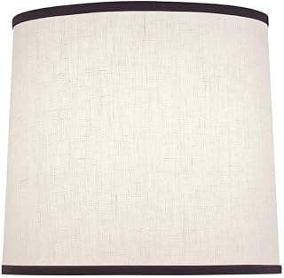 Stiffel ST131 Accessory - 14x15x15 Inch Hardback Deep Drum Lamp Shade, White Aberdeen/Black Trim Finish