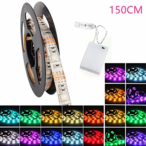Glisteny LED Ruban, 5050 SMD RGB Bande Lumineuse, Lumière Ambiance, 150cm Flexible Bandeaux étanche IP65, pour décoration de Noël, Fête, Chambre, Salon, etc.