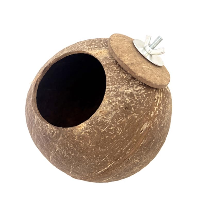 Limtula Natural Coconut Shell Bird Shelter Huts House for Finches and Cockatiels Small Parrots Cage Hanging Nest