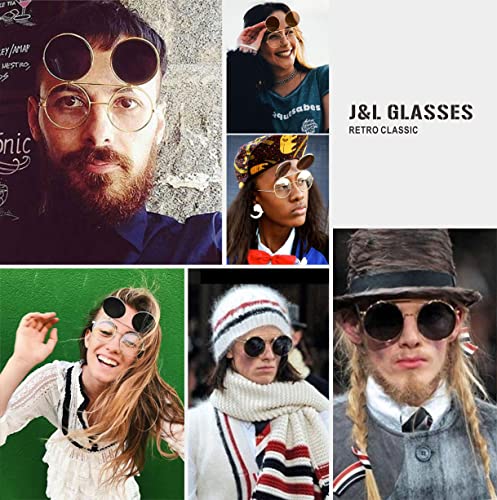 J&L Glasses Retro Flip-Up Round Goggles Steampunk Sunglasses3