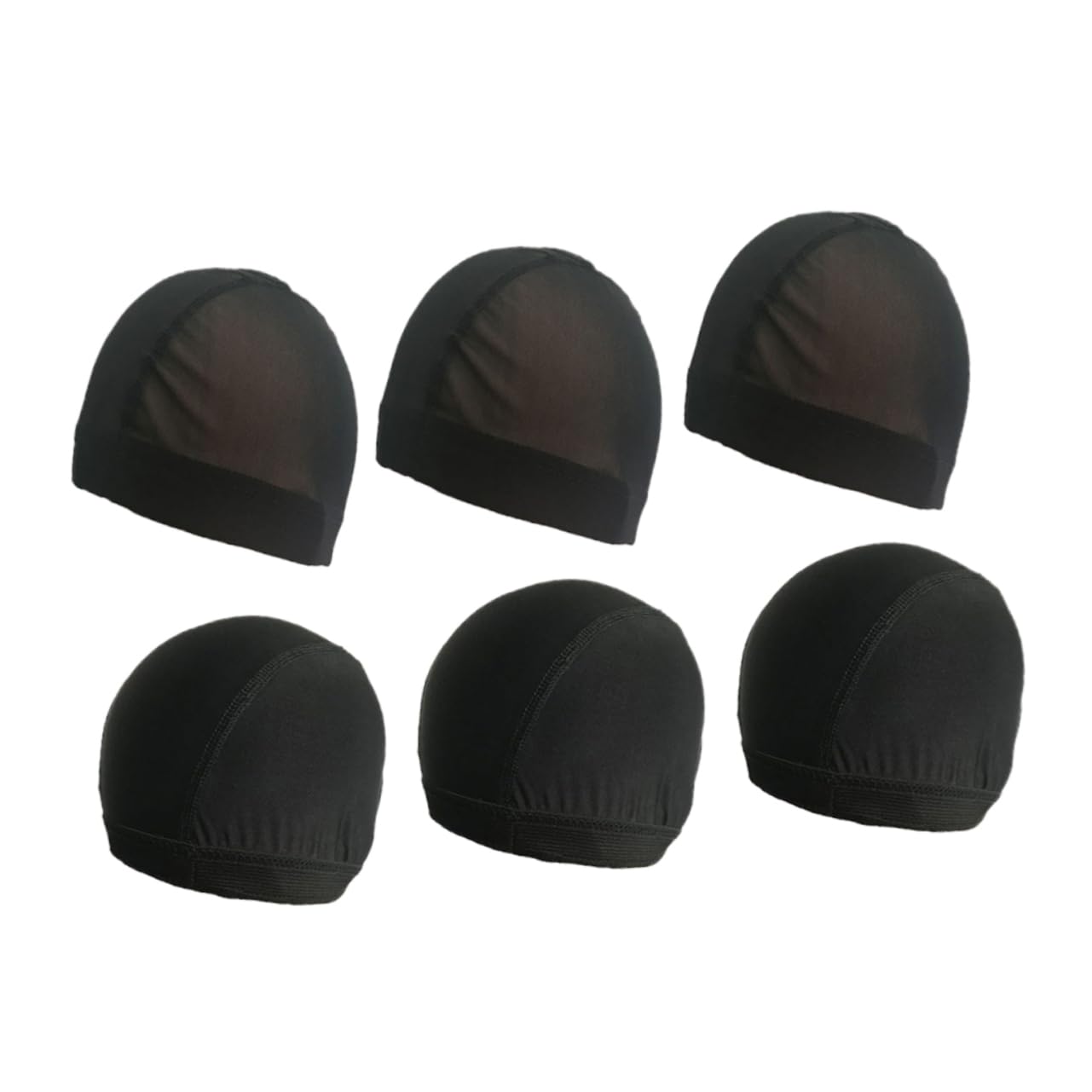 TOVINANNA 6 Pack u Shape Wig Hair Net Elastic Swim Cap for Women Mesh Wig Making Caps Breathable Comfortable Black