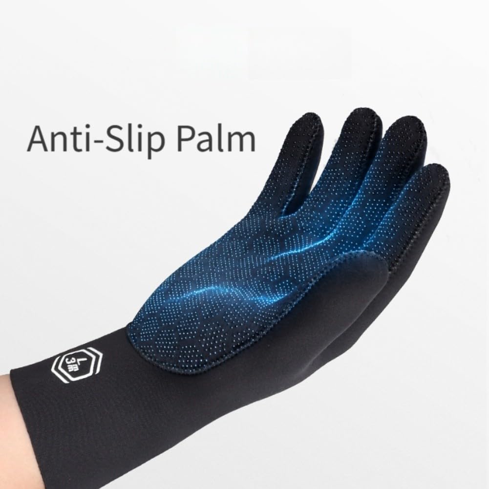 Guantes de buceo de neopreno de 3 mm para protección contra el frío, resistentes a la abrasión, palma antideslizante, elásticos para buceo, buceo, surf, color negro