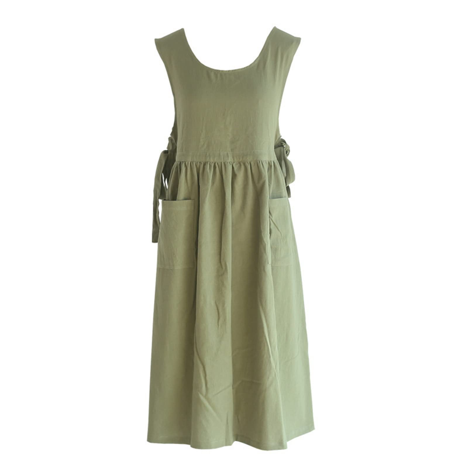 Moda Prosty bawełniany fartuch Strona główna Pieczenie w kuchni Kwiat Art Wzmocnienie paznokci Duży fartuch roboczy Fartuchy (Color : Army green, Size : 56cmX110cm)