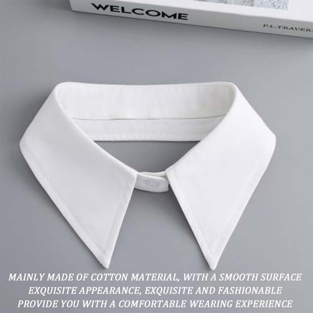 LEEQ Cuello Falso Desmontable para Femenino - 2PCS Falso Cuello cordón de la cuellos postizos, Falsa Punta de Solapa, Accesorios de Ropa, Media Camisa de Cuello Falsas(Blanco/Negro)