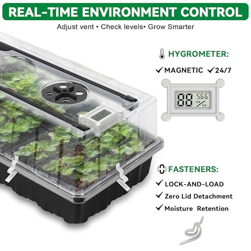 Yioviru Seed Starter Tray with Grow Light,72-Cell Seed Starter Kit with Magnetic Hygrometer,Seed Germination Kit with Humidity Dome,User-Friendly Plant Germination Trays for Indoor Plants - Image 4