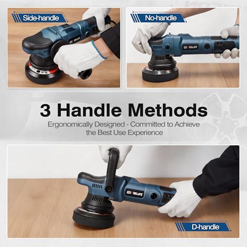 Image of GEVEELIFE Buffer Polisher, 15mm Dual Action Random Orbital Polisher, 5 Inch /6 Inch Car Detailing Kit, 6 Variable Speed 2000-5200 RPM - Professional Car Buffer for Trucks and SUVs