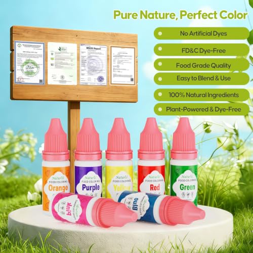Image of Natural Food Coloring 7x12ml FD&C Dye Free for Baking,Cake&Frosting Fondant